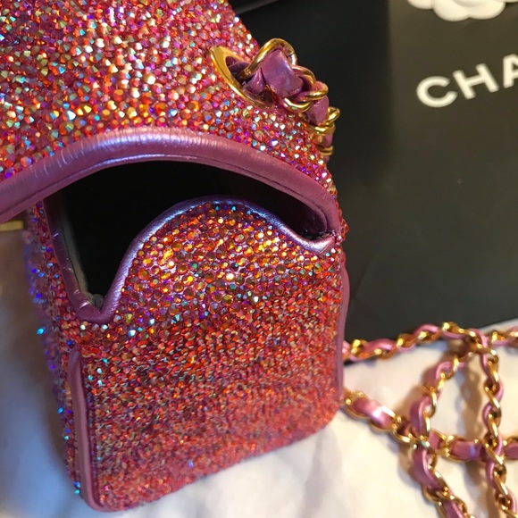 Authentic Iridescent Pink Swarovski Chanel Mini - Picture 7 of 8
